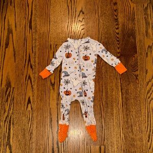 Posh Peanut Halloween Ghost and Pumpkin Kids One Piece bamboo pajama 9/12 months